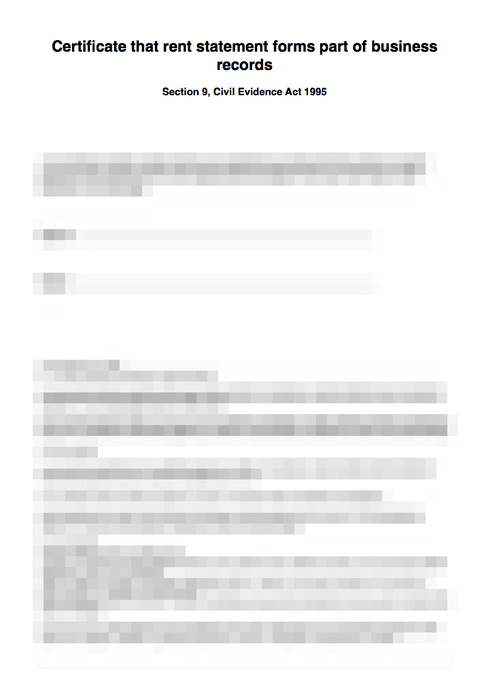 certificate that rent statement part of business records grl rent statement