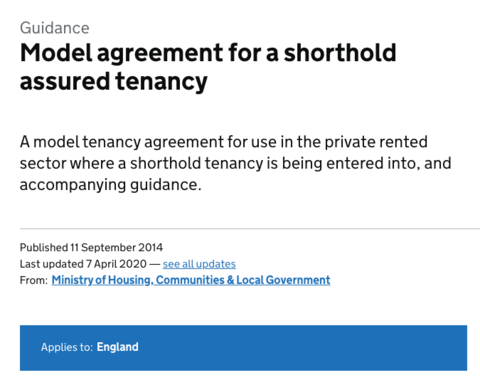 Model assured shorthold tenancy agreement