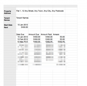 Rent Schedule Sheet (Rent Card)