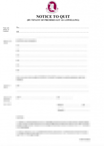Tenant Notice to Quit to Landlord