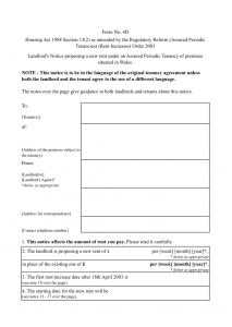Rent Increase Form (Wales) – Section 13 Notice