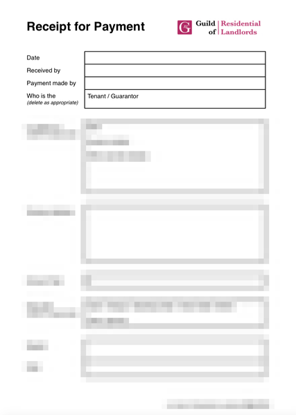 Receipt For Payment From Tenant Grl Landlord Association