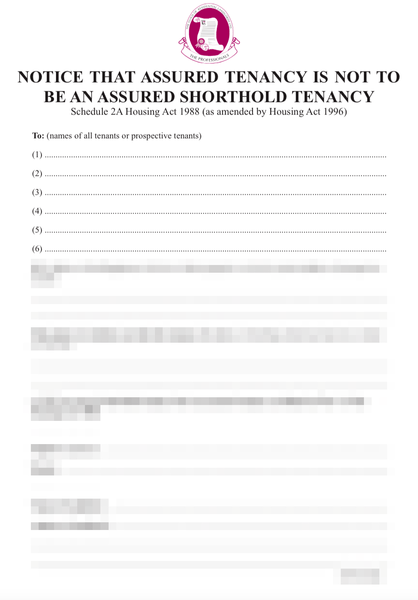Notice tenancy is to be assured and NOT assured shorthold