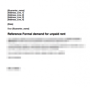 Guarantor Rent Arrears Demand First Letter