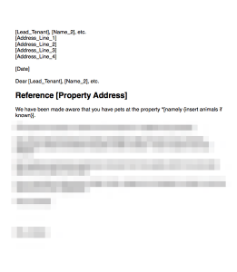 Removal of Unauthorised Pet First Letter