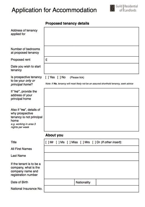 application for accommodation grl