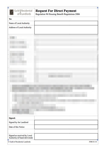 Request for discretionary direct payment of housing benefit