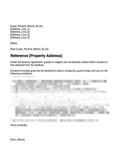 Consent to Allow a Temporary Guest to Stay With Your Tenant