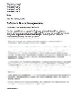Proposed Guarantor Covering Letter For Signing Guarantee Agreement