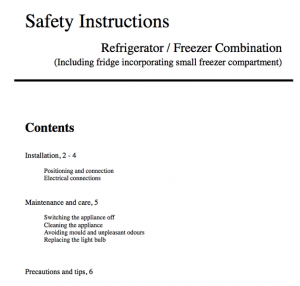 Generic Refrigerator and Freezer Combo Safety Instructions