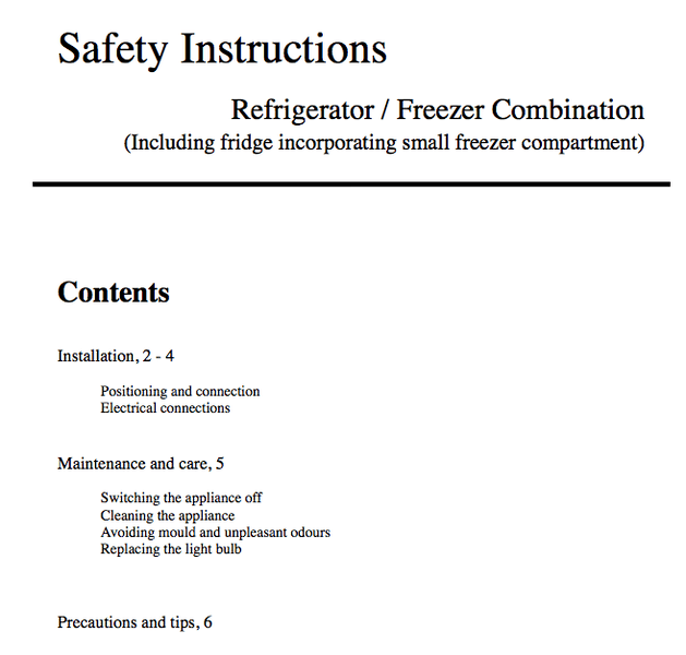 Generic Refrigerator and Freezer Combo Safety Instructions GRL