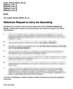 Consent For Tenant to Carry Out Decorating Works