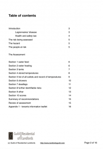 Legionella Risk Assessment Paper Form