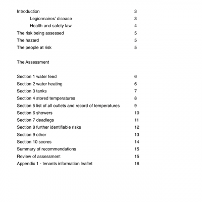 Legionella Risk Assessment Simple Checklist Grl Landlord Association Legionella Risk Assessment Template