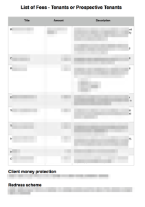 List Of Fees Displayed By Letting Agents