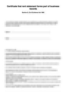 Certificate That Rent Statement Part of Business Records