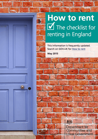 Prescribed Information (How To Rent Guide) To Be provided