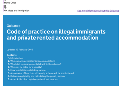 Update To Right To Rent Statutory Code Of Practice