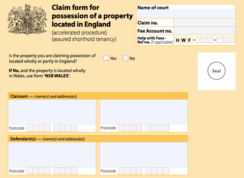 New Accelerated Possession Claim Forms Published