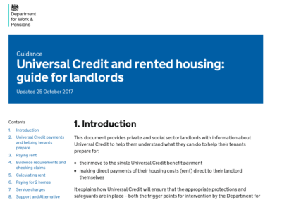 Updated Universal Credit Guidance for Landlords