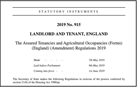 New Section 21 Notice Prescribed Form 6A From June 2019