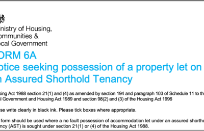 Updated Holding Deposit Form and Form 6A