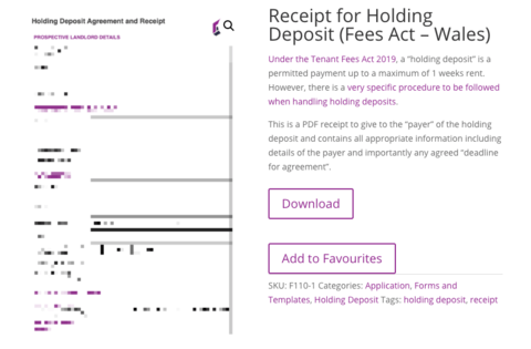 New Forms Added for Holding Deposits in Wales