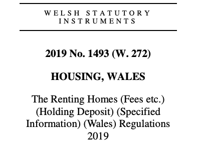 Wales Holding Deposit Specified Information Requirements Announced