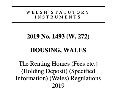 The Renting Homes (Fees etc.) (Holding Deposit) (Specified Information) (Wales) Regulations 2019