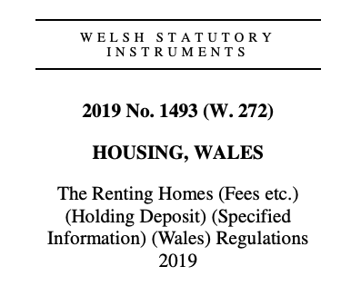 Wales Holding Deposit Specified Information Requirements Announced