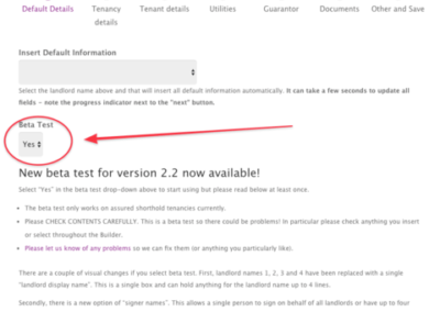 New Version of Tenancy Builder Now Beta Testing