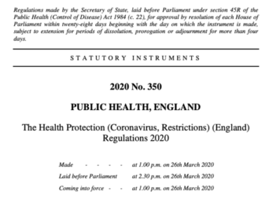 Coronavirus Stay at Home Legislation Now Live