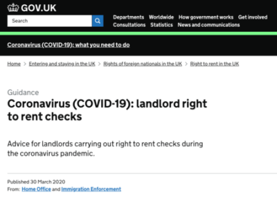 Coronavirus: Landlords to Go Online for Right to Rent Checks