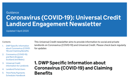 Read the latest Universal Credit newsletter for landlords