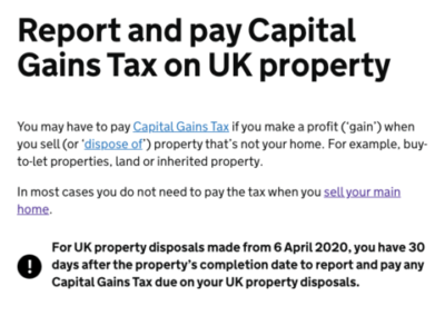 HMRC Online CGT Service for Landlords Goes Live
