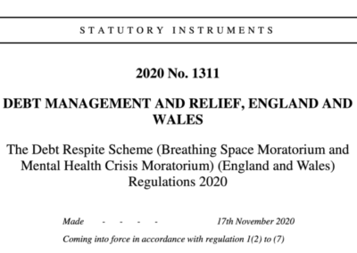 The Debt Respite Scheme (Breathing Space) Regulations