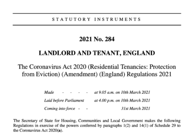 Longer Notice Periods and Evictions Ban Extended (Again)